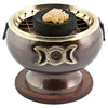 Triple Moon Brass Carved Charcoal Resin & Incense Censer