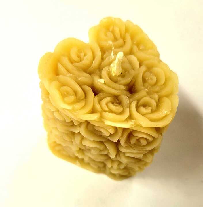 Heartshaped Rose Beeswax Pillar Candle