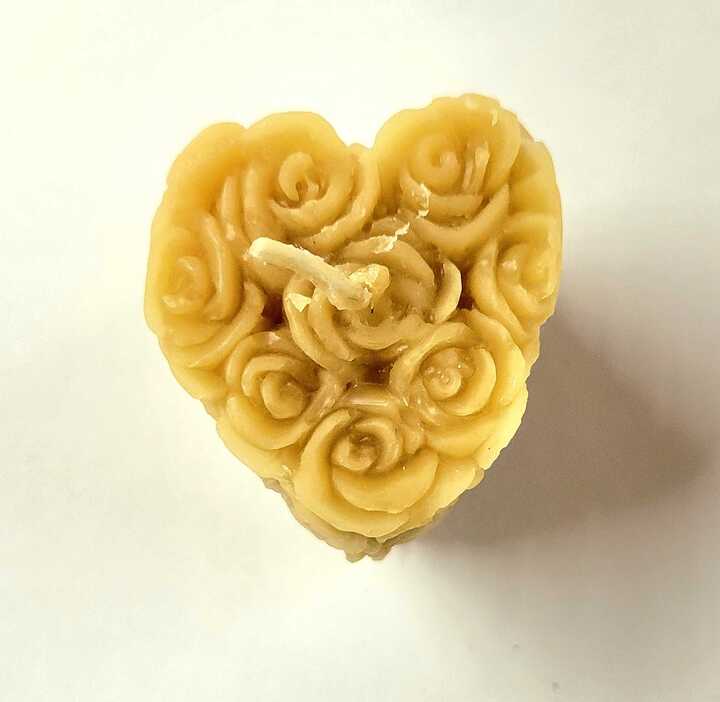 Heartshaped Rose Beeswax Pillar Candle